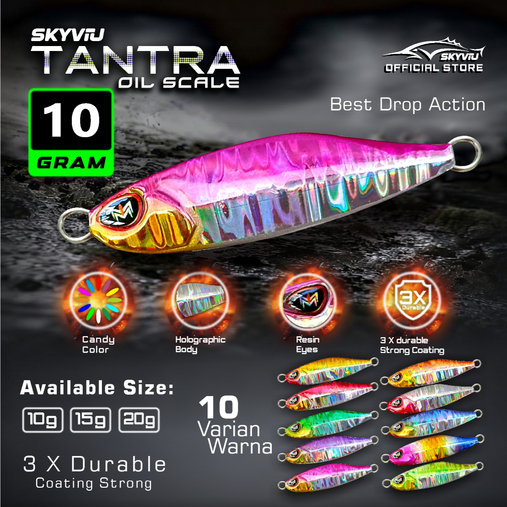 Micro Jig 10 Gram SKYVIU TANTRA Hologram Minyak Umpan Pancing Metal Jig 10 gr 10g Mikro Jig 10gr Ult