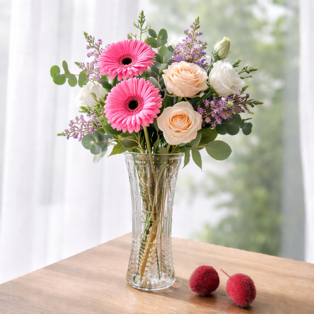 Vas Bunga Kaca Kristal Vas Bunga Bermotif Vas Kaca Estetik