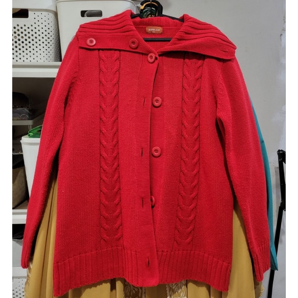 Cardigan Knit Cable Korean Style / Sweater Rajut Oversize Kancing / Outer Vintage Aesthetic