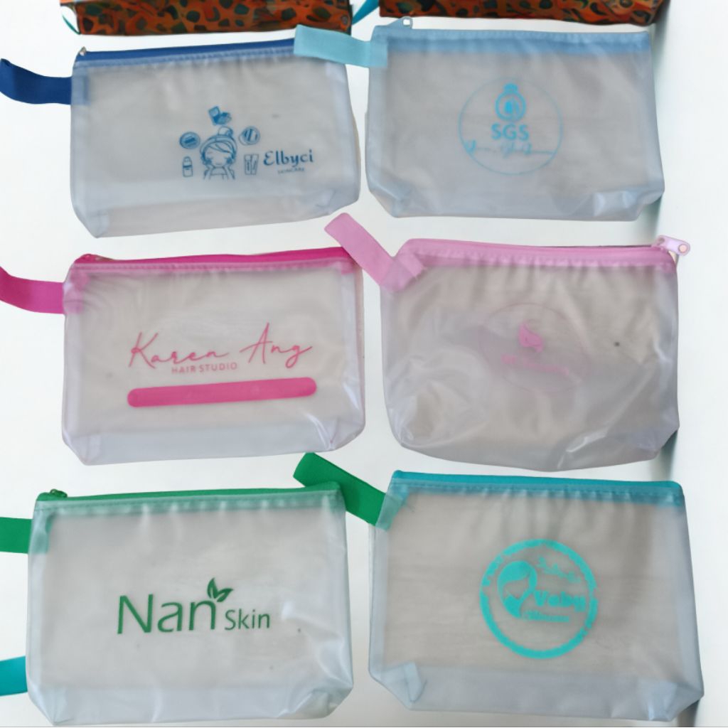 Dompet Souvenir Plastik Mika Transparan Custom Logo Anti Air