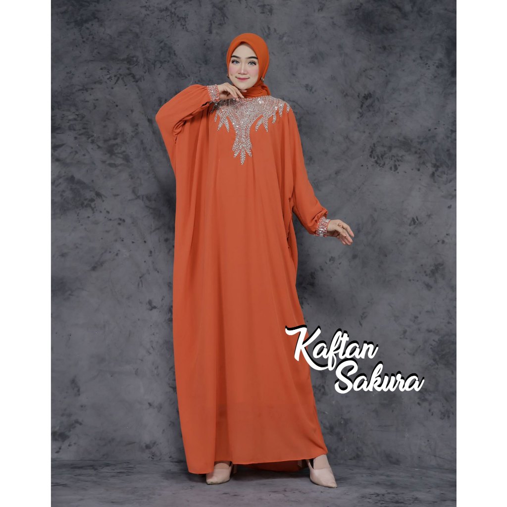 Kaftan Isyana Original Kaftan Jumbo Payet Shiffon BabyDoll Ceruty Fashion Muslim Free Manset Terbaru