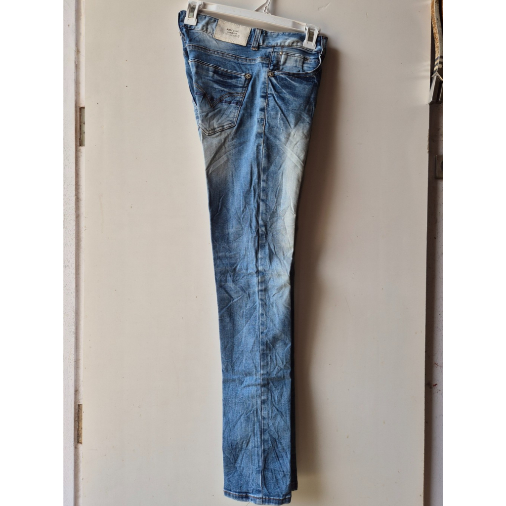 LITMUS Jeans Slim Fit Celana Panjang Pria Size 29 Motif Cakar Ripped Fading