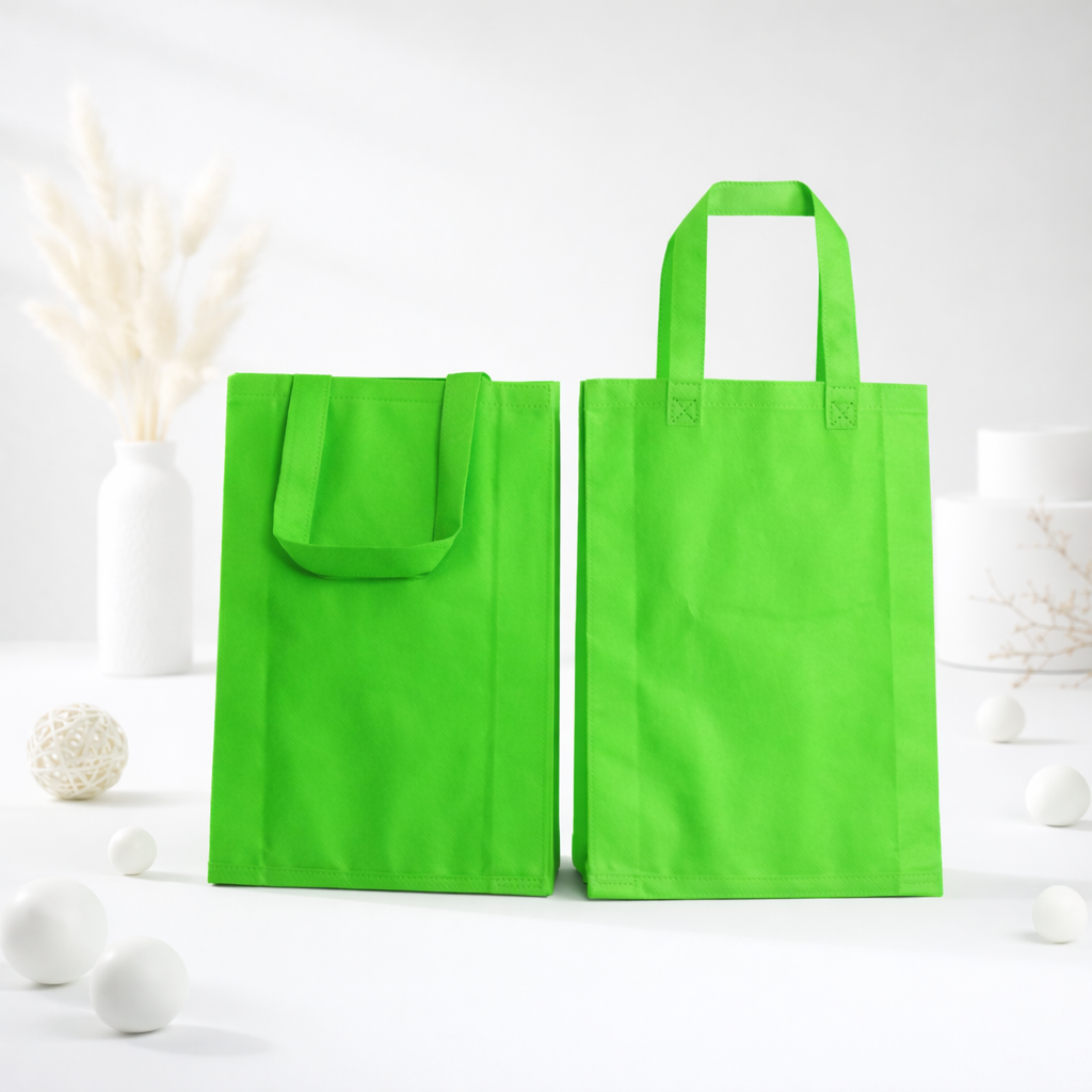 Tas Spunbond Handle Warna Hijau Lime Murah Goodie Bag Tote Bag Souvenir Hampers Polos - Medium 20 x 