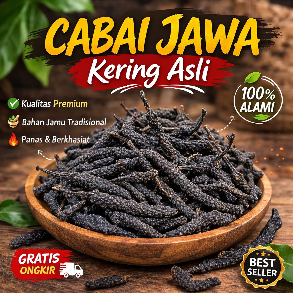 Cabai Jawa Kering / cabe jamu / cabe puyang  250 Gram - Alami, Berkualitas, dan Aman untuk Kesehatan