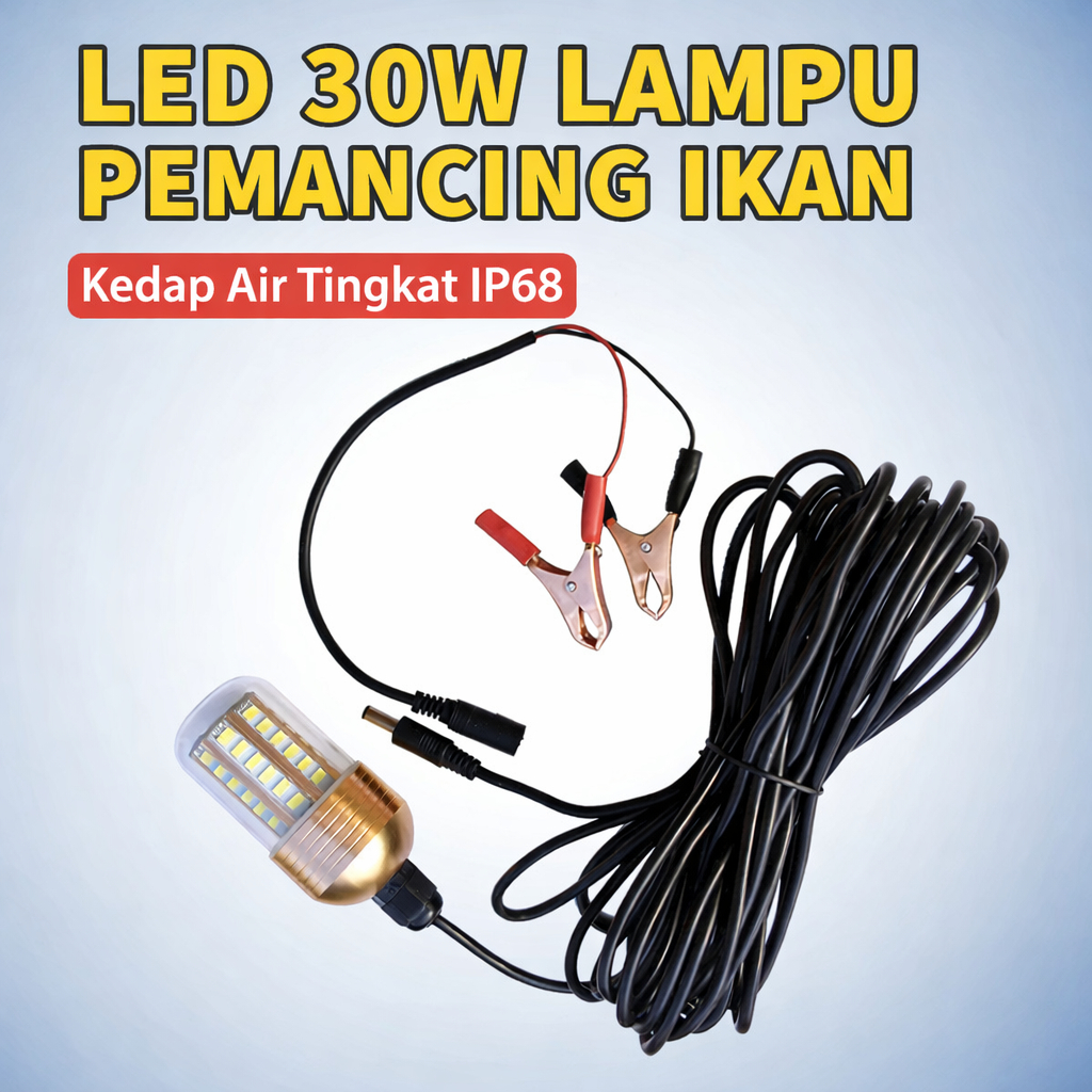 Lampu Celup LED 30 Watt Aki 12V Alat Pemikat Ikan & Benur Lampu Mancing Laut