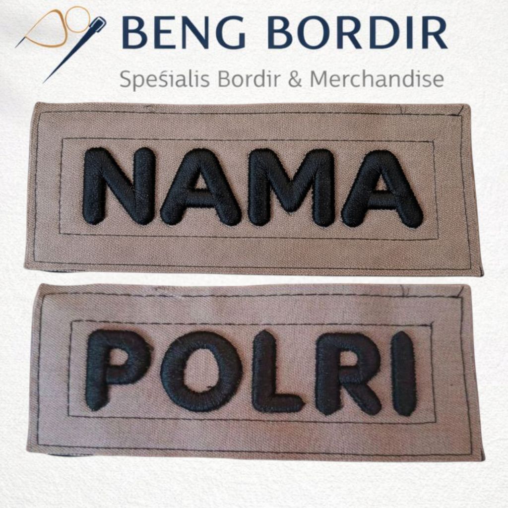 Papan Nama Polri Bordir Timbul