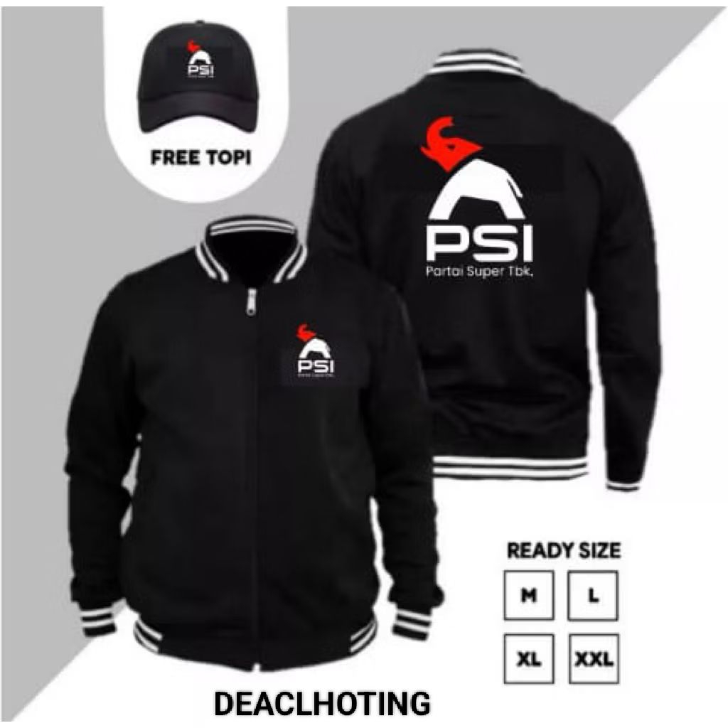 jaket baseball resleting dewasa/jaket baseball logo PSI geratis topi free costom nama/bisa request w