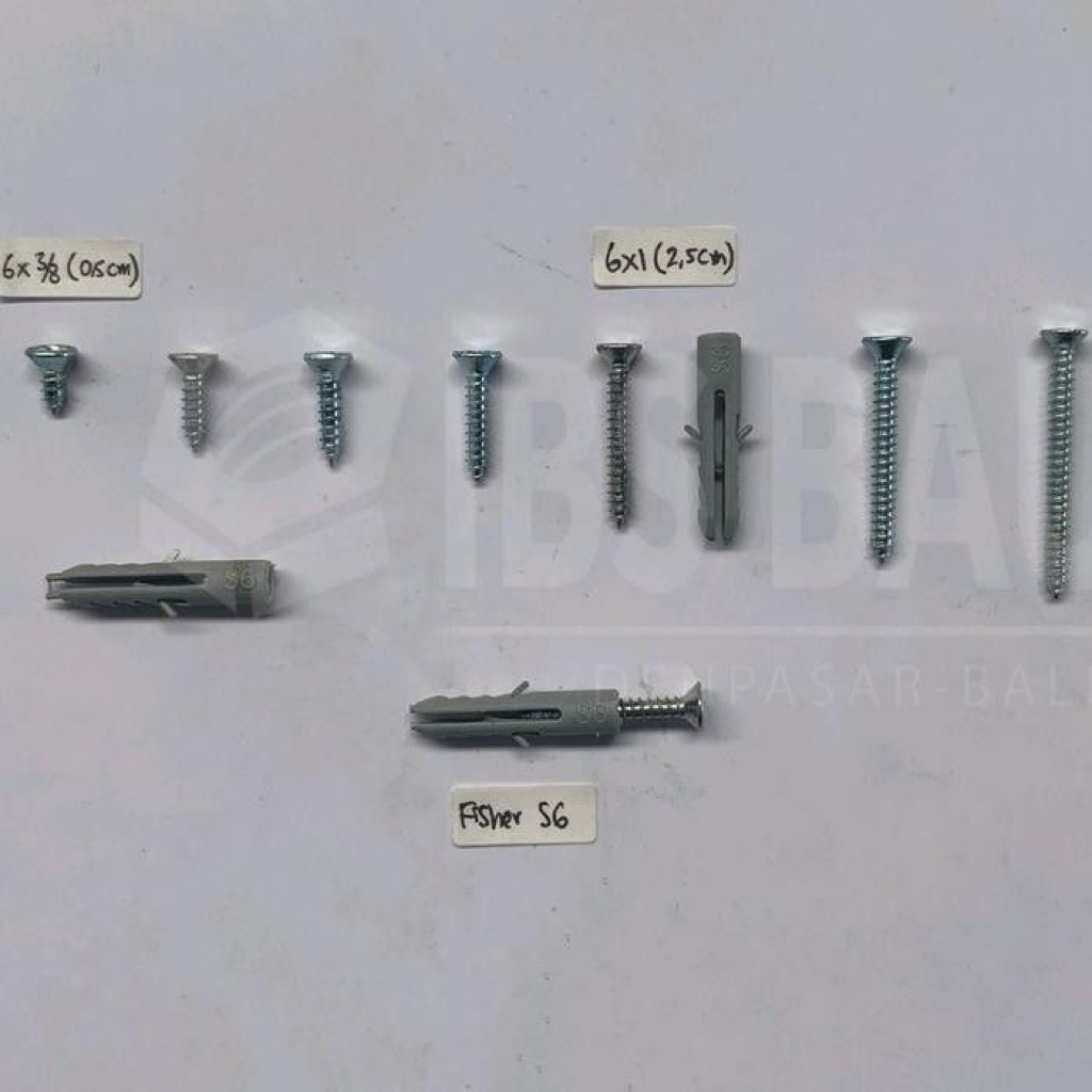 [SET] Fisher S6 + Sekrup FH 6 x 1 (2.5cm) – Paket Baut Fischer Ambalan & Rak Dinding