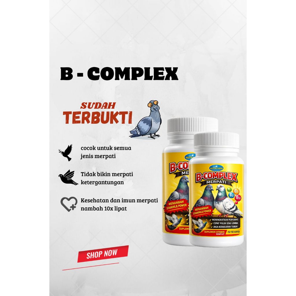 B-Complex suplemen merpati Suplemen kesehatan Merpati Vitamin merpati Juara