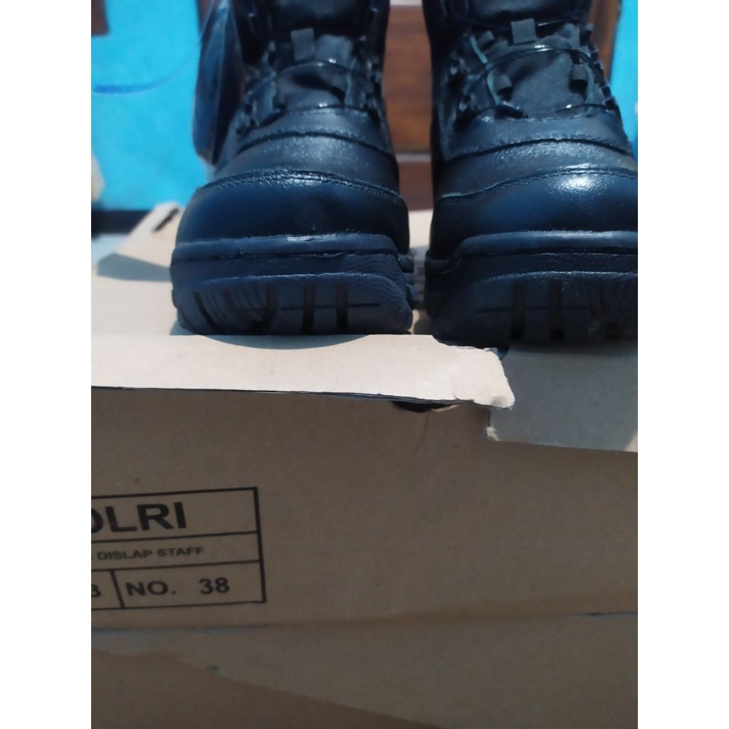 sepatu pdl tali putar& resleting jatah brimob asli