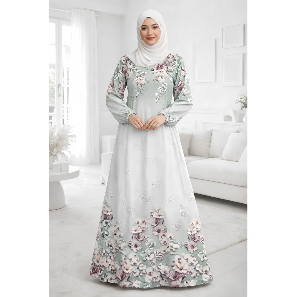 YSN - Gamis NAJWA Silk/Gamis Silk Motif simple mewah Lebaran 2026 - gaun wanita