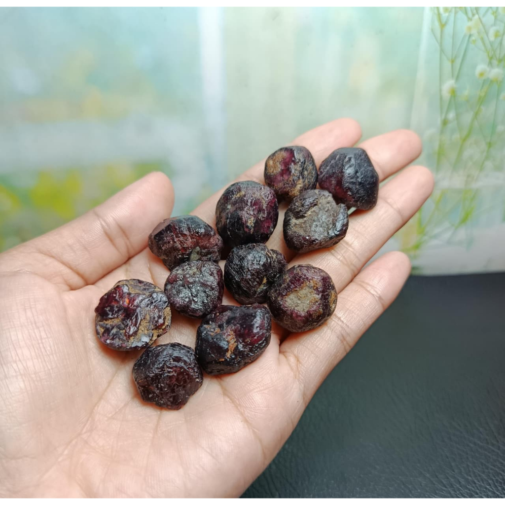 Batu Natural Red Garnet Rough1- 2 cm Top Grade paket (4)