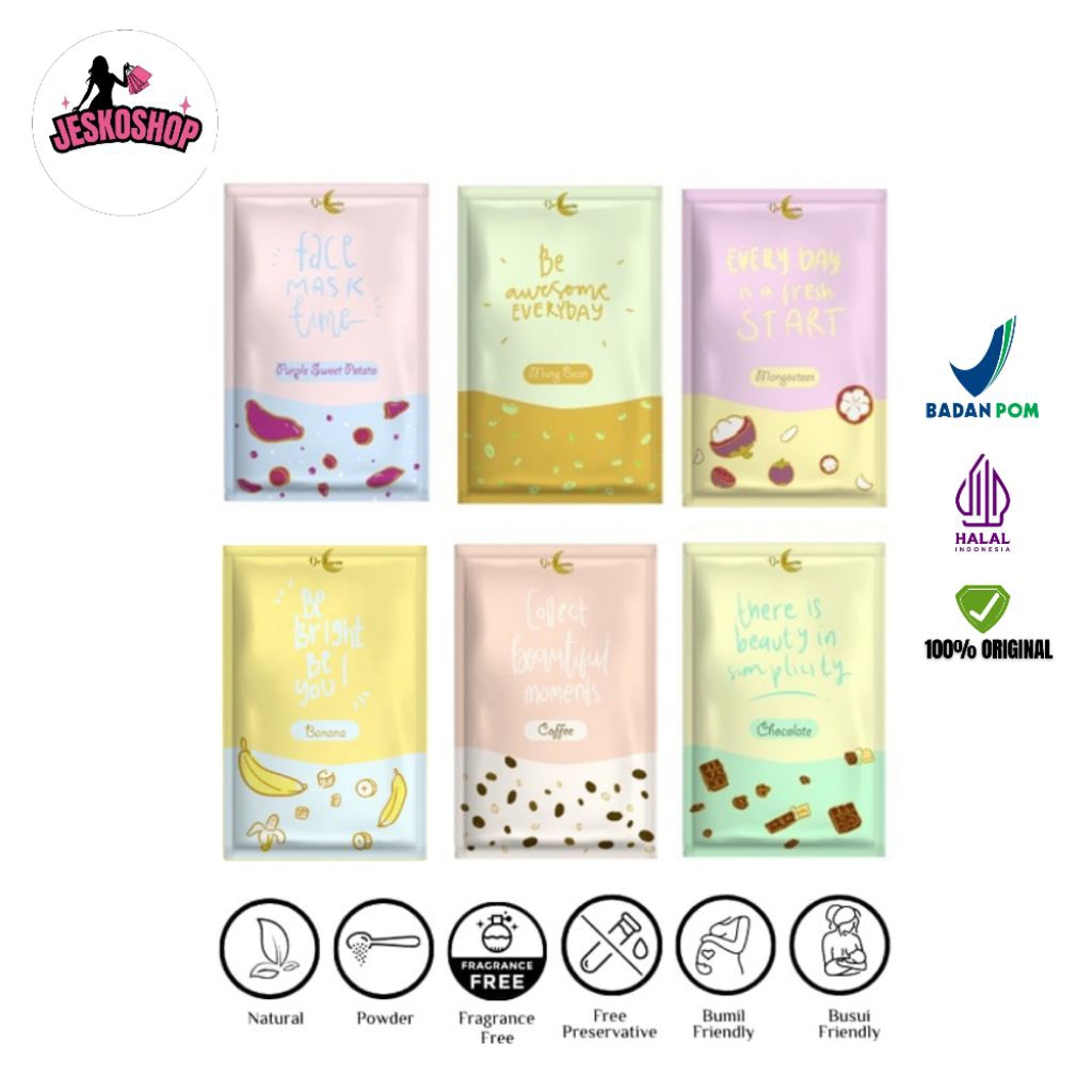 Masker Bubuk / Deluna Masker 10 gram / Face mask masker wajah organik Poupeepou /Masker Natural Delu