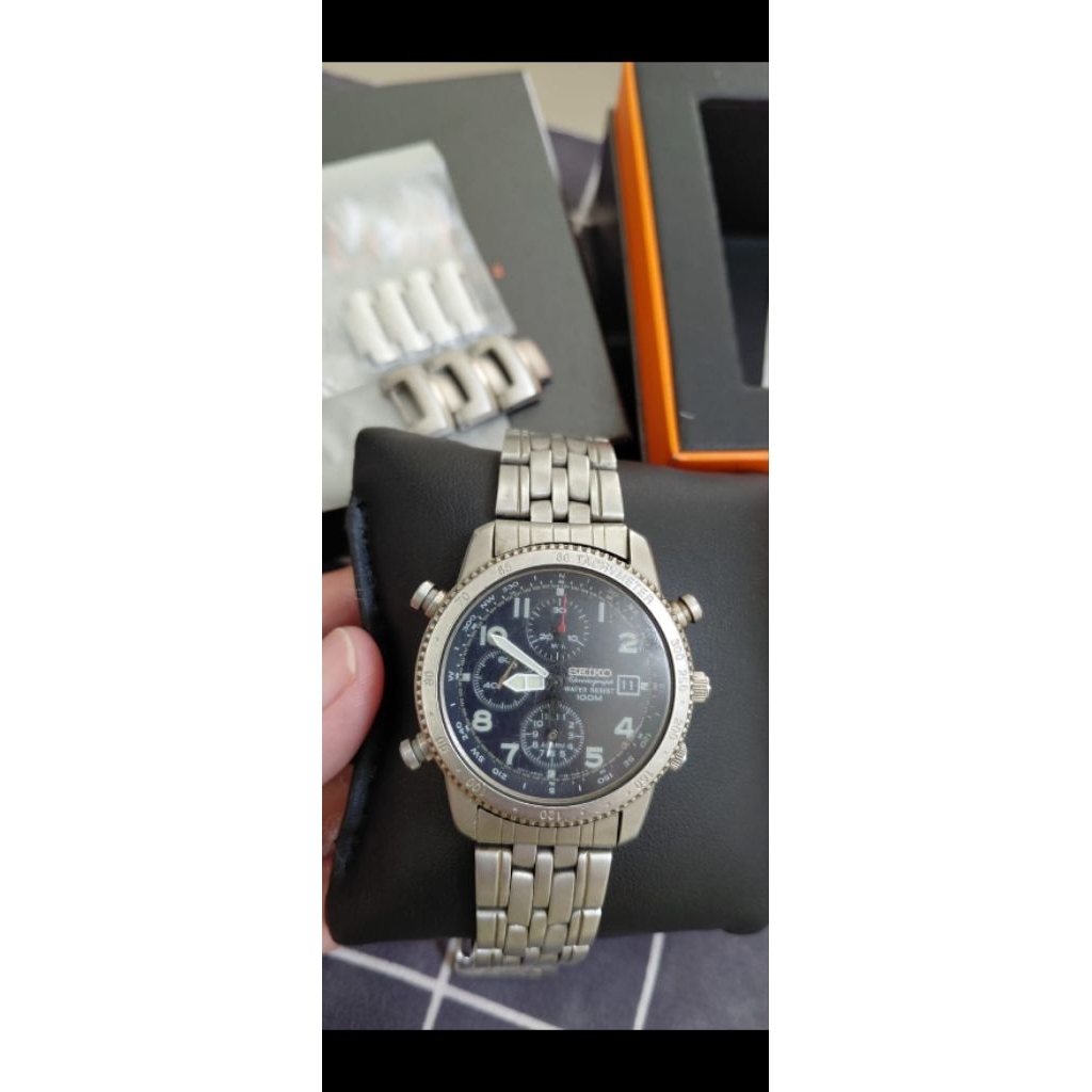 RARE VINTAGE Jam Tangan Seiko Pilot Chronograph 7T32-7E50