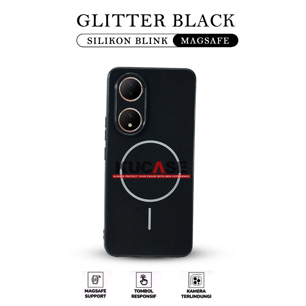 Kucase Case Iphone Magsafe Glossy Black Glitter Blink case for Vivo Y21D Vivo Y04 Vivo Y04S Vivo Y19