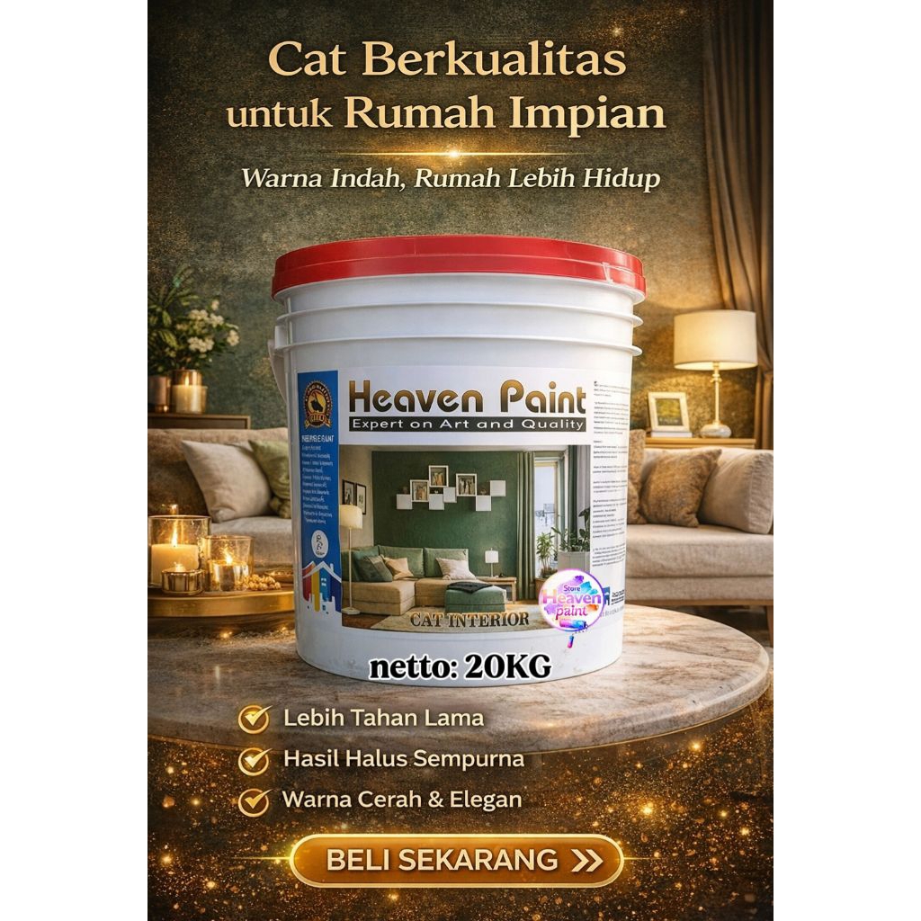 Cat Interior | Cat Tembok Interior | Cat Tembok Heaven Paint Interior | Cat Interior Kemasan 20KG, 5