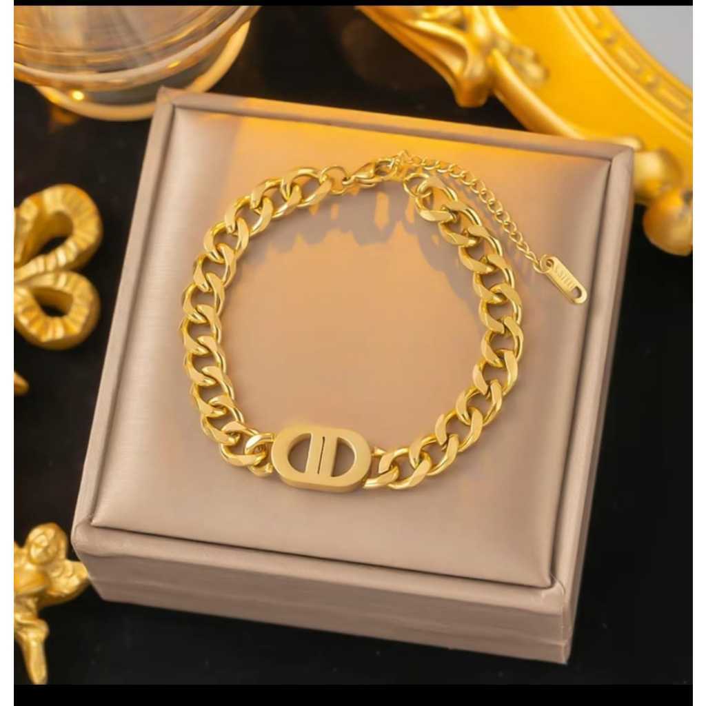 Gelang Rantai Titanium Wanita - Gelang Wanita DD - Gelang Rantai Fashion Wanita Mirip Emas