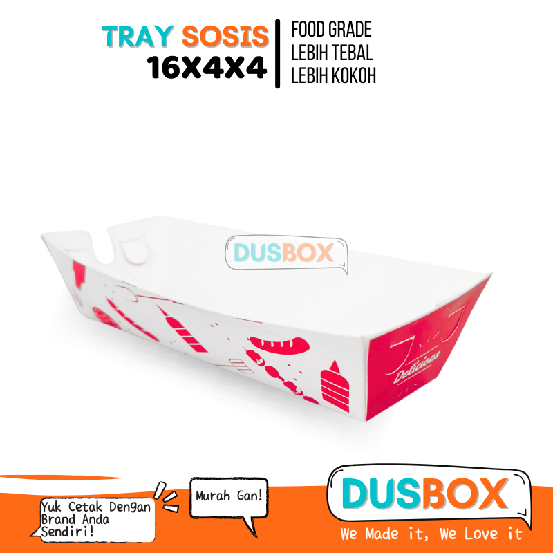 Tempat Sosis Bakar  / Box Sosis / Paper Tray Sosis Kecil / Kemasan Sosis