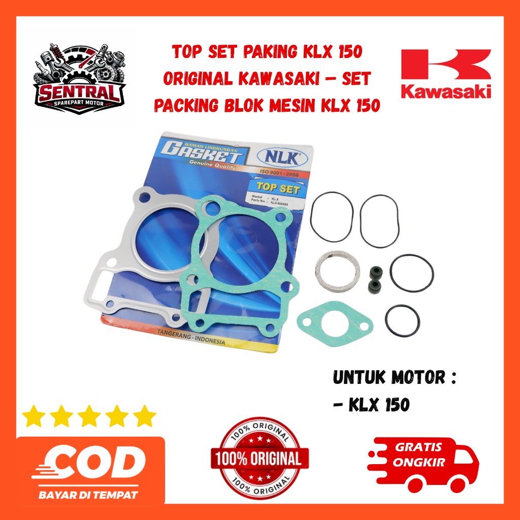 Top Set Paking KLX 150 Original Kawasaki – Set Packing Blok Mesin KLX150 Ori