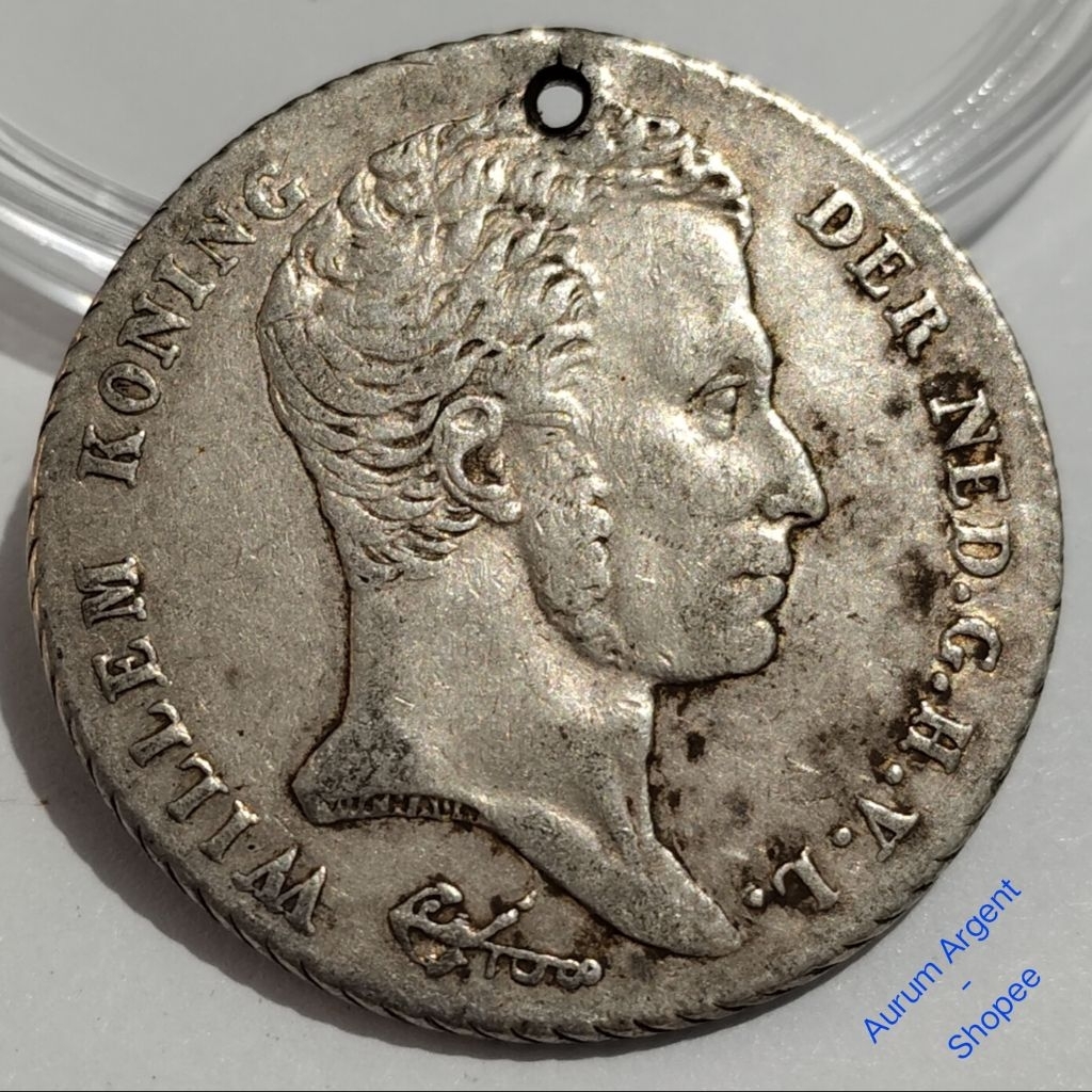 K.61S-- 1 PC KOIN PERAK KUNO ASLI GULDEN WILLEM I TH 1840. --  SILVER COIN --