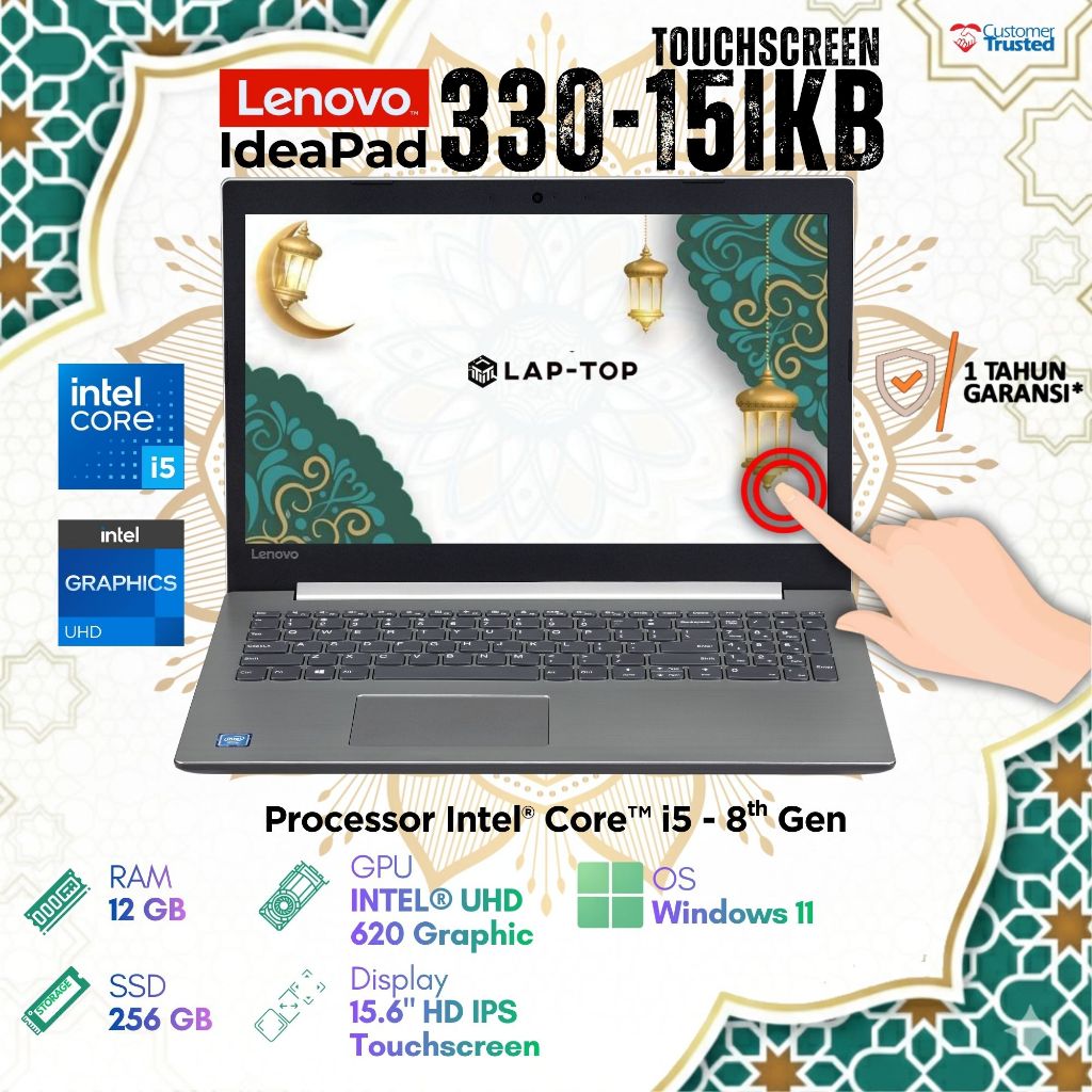 Laptop Lenovo IdeaPad 330-15IKB Touchscreen Core i5 Gen 8 RAM 12GB 15 Inci Original Second Garansi