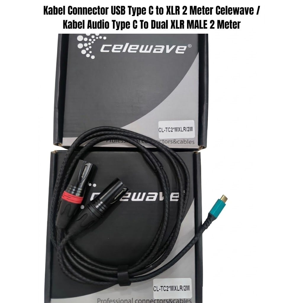 Kabel Connector USB Type C to XLR 2 Meter Celewave / Kabel Audio Type C To Dual XLR MALE 2 Meter