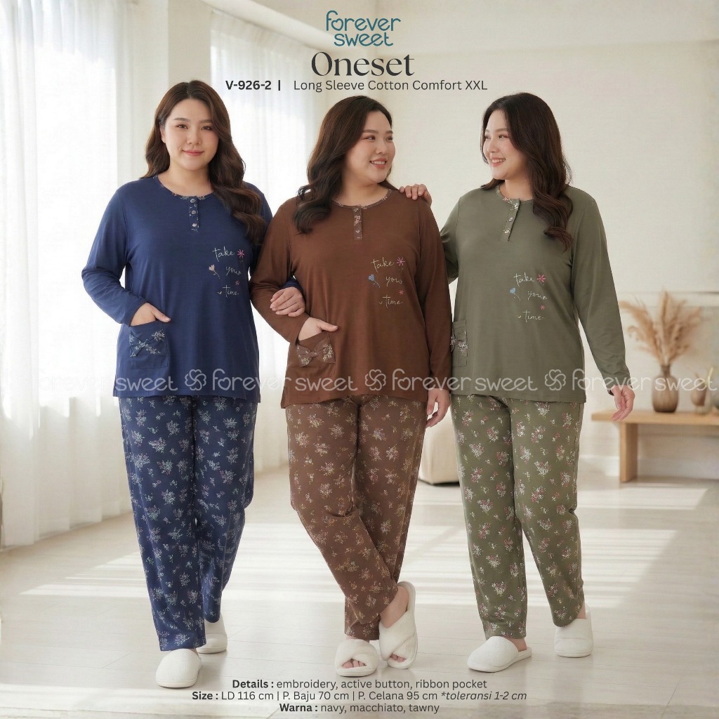 Babydoll PP Jumbo XXL Merk Forever Baju Panjang Celana Panjang Termurah
