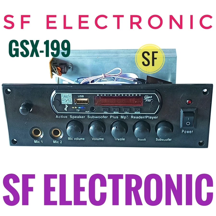 Kit Power Amplifier Speaker Aktif 300Watt Stereo+Subwoofer+Mp3 Bluetooth GSX-199