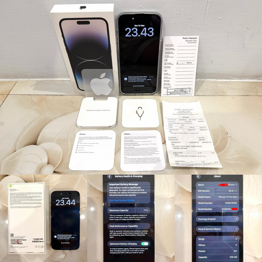 IPHONE 14 PRO MAX 256GB BLACK ORIGINAL DIGIMAP IBOX SECOND BEKAS MULUS