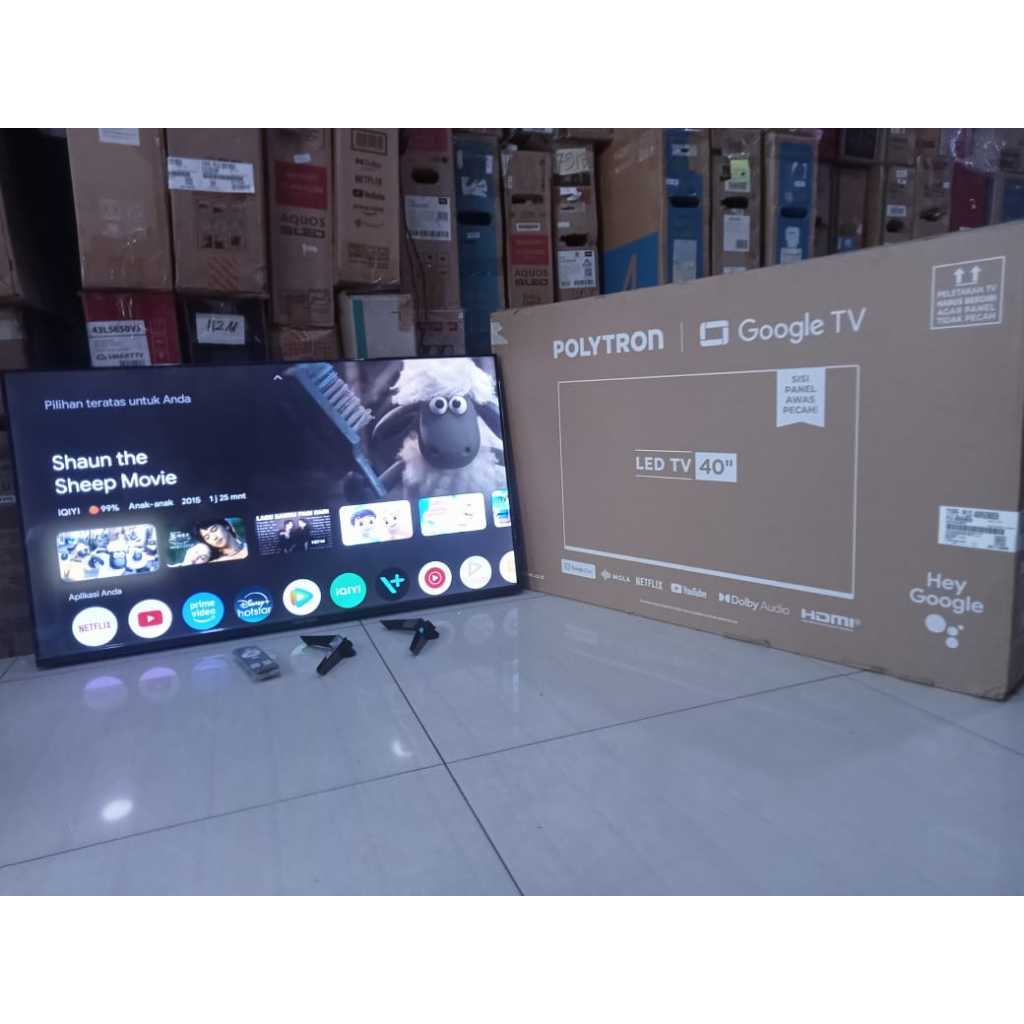 TV LED POLYTRON 40IN FHD GOOGLE TV YOUTUBE DIGITAL TV KONDISI BEKAS PEMAKAIAN 6429F