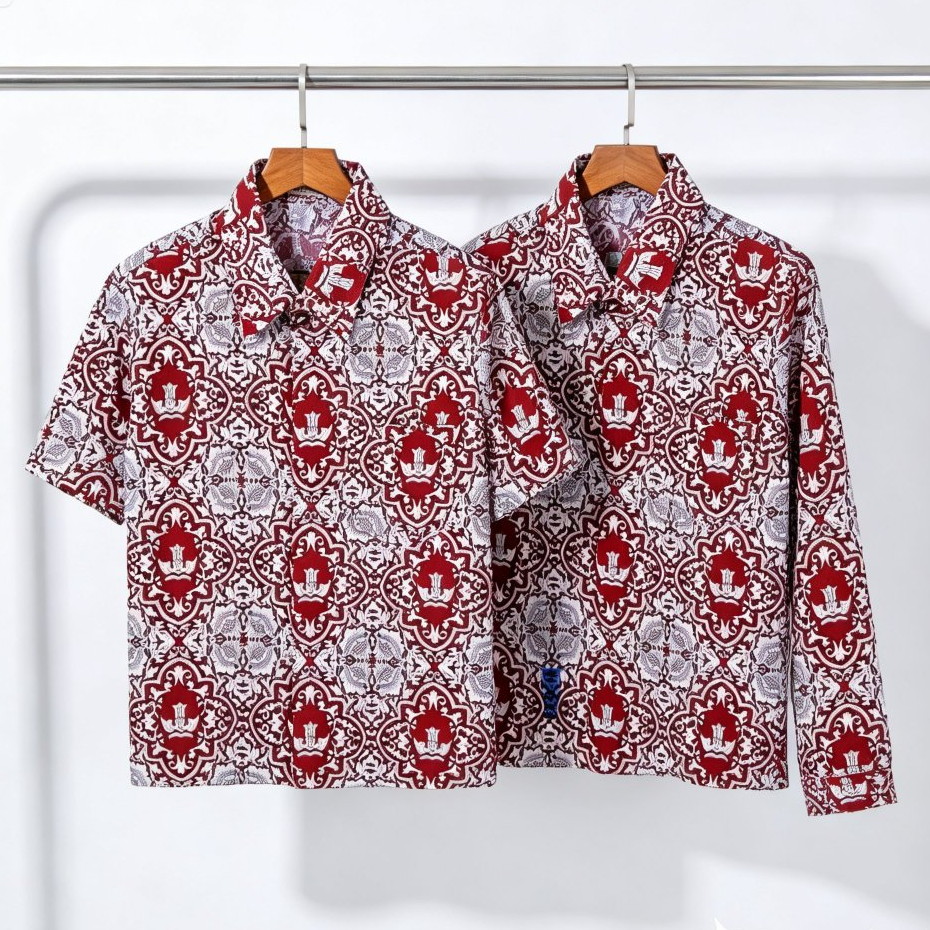 Seragam Batik Sekolah SD MI Motif Bunga Bangsa | Kemeja Batik Bunga Bangsa Anak Laki Perempuan Unise