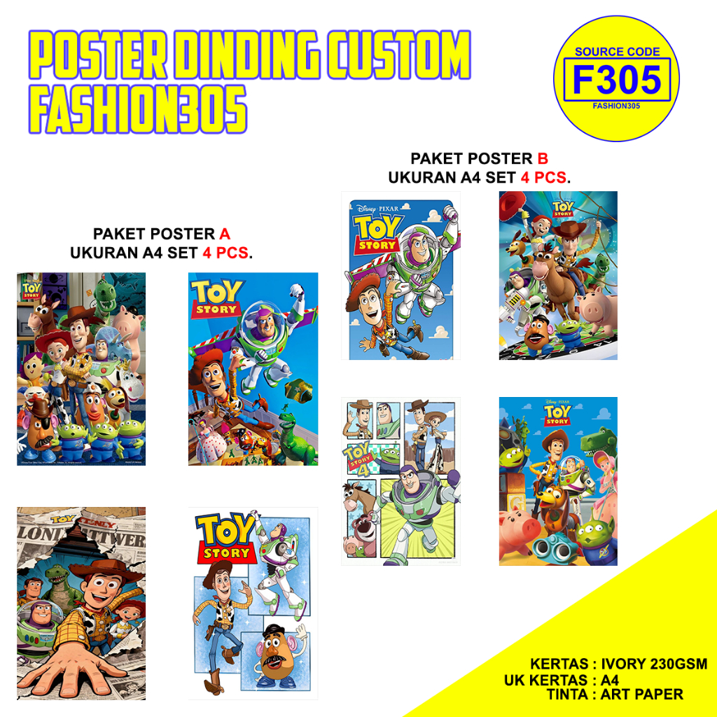 POSTER DINDING T0Y STORY WALLPAPER DINDING KARTUN ANIME