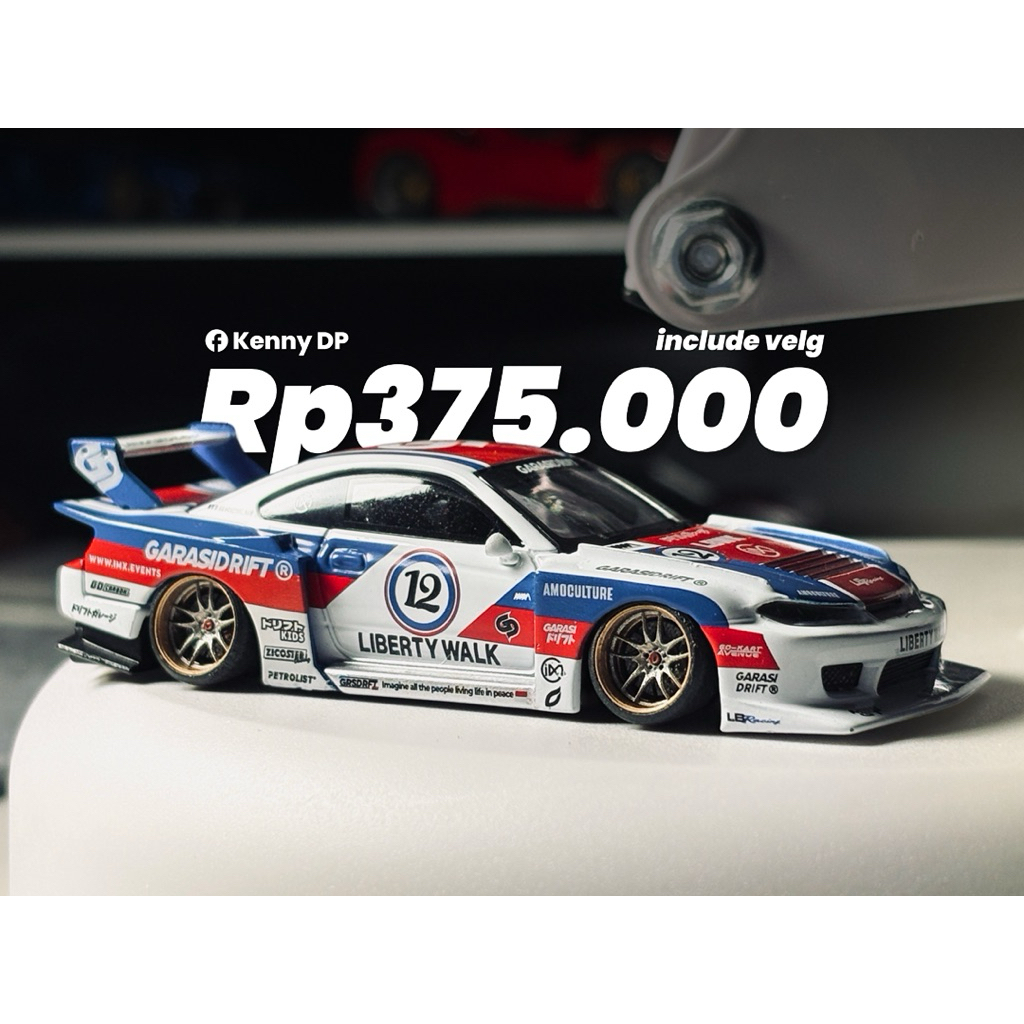 Mini GT 1022 Nissan Silvia S15 Garasi Drift + Velg Resin P64 Kiwami 9,5