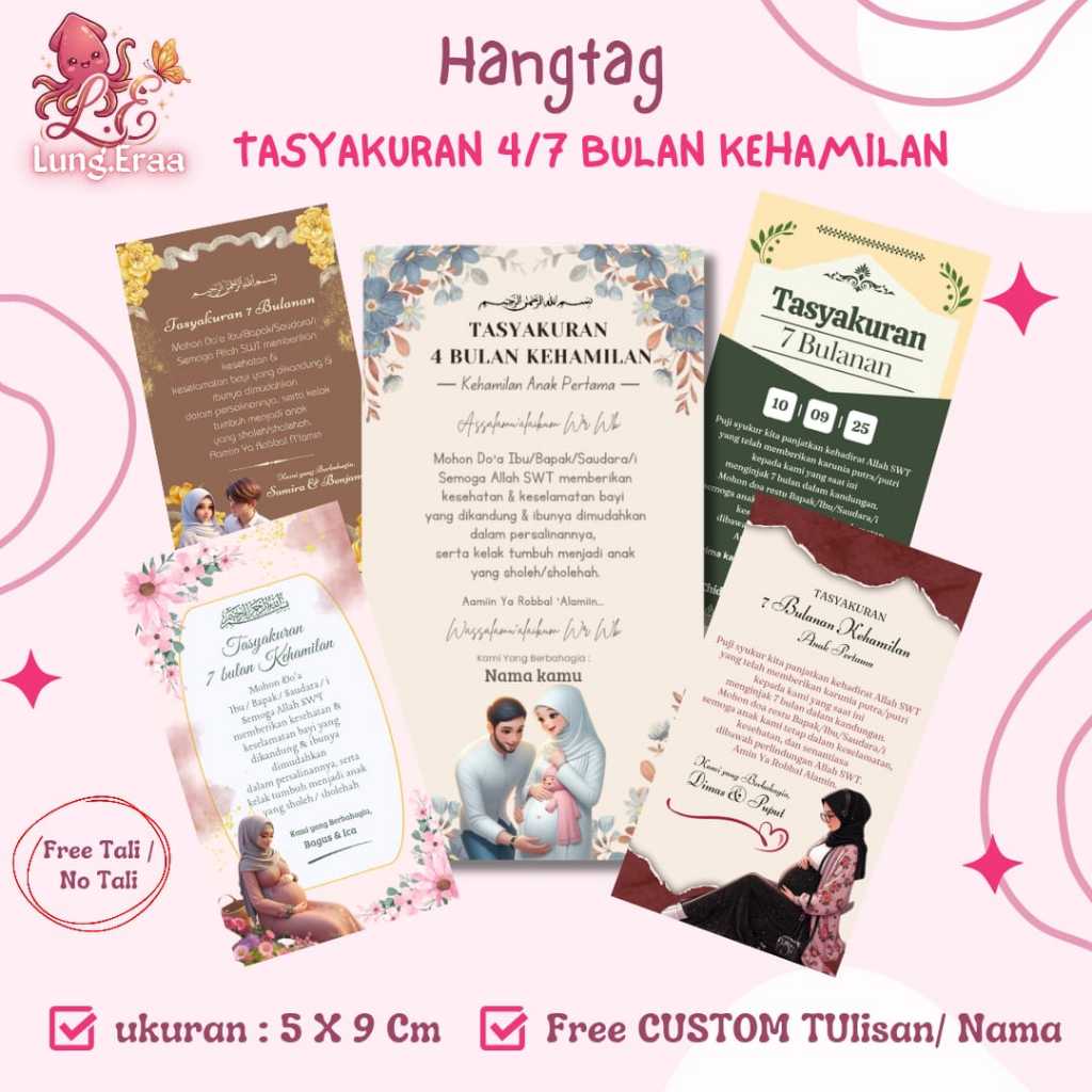 HANGTAG TASYAKURAN KEHAMILAN 7 BULANAN / STIKER TASYAKURAN 4 BULANAN KEHAMILAN / /Tag Label Tasyakur
