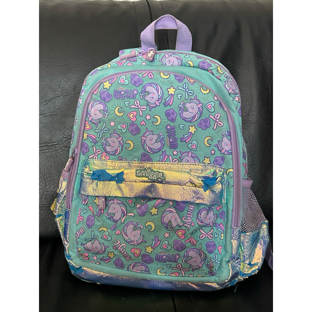 PRELOVED TAS RANSEL ANAK SMIGGLE GREEN UNICORN BACKPACK 100% ori
