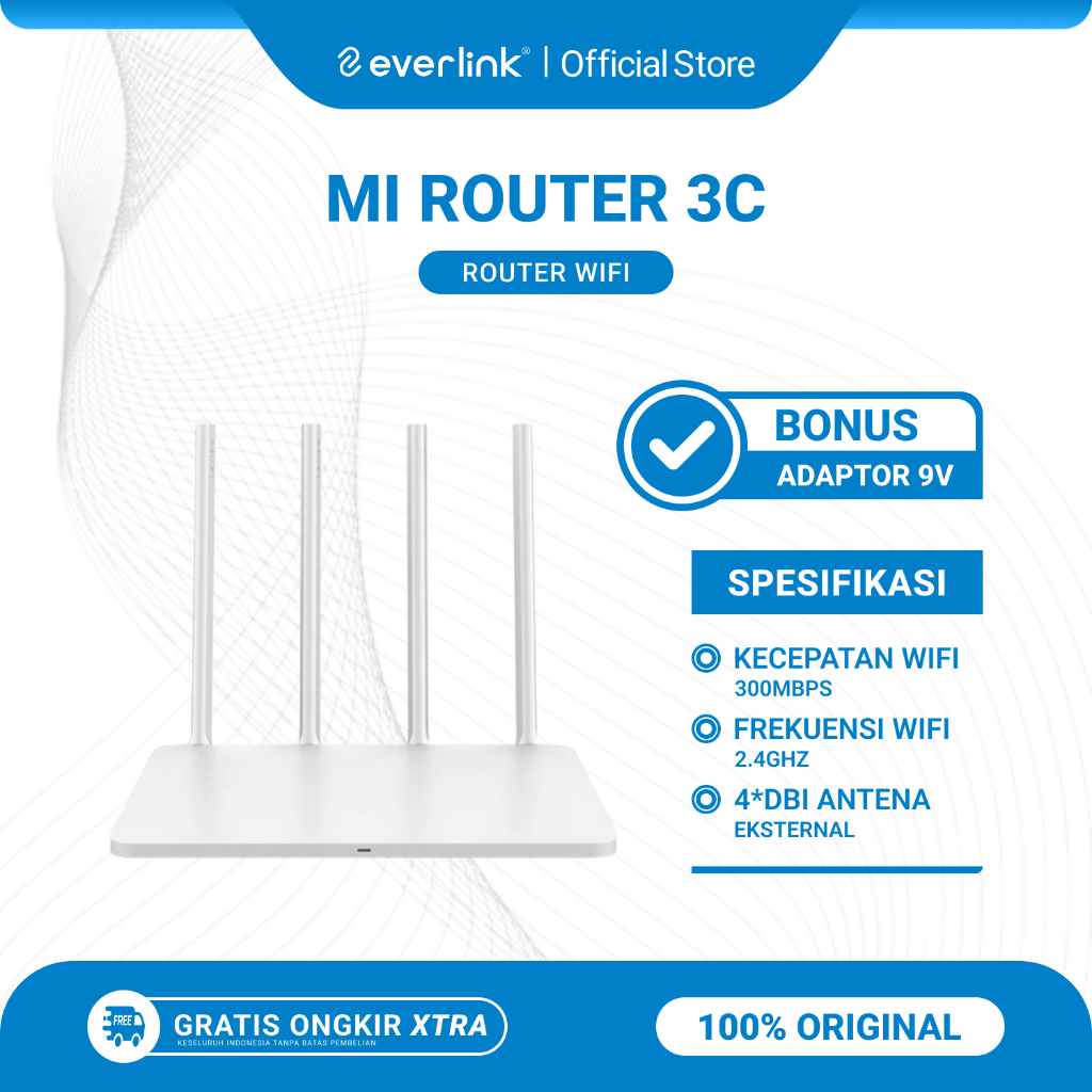 Xiaomi Mi Router 3C Wireless WiFi 300Mbps 4 Antena Bekas Original Bonus Adaptor