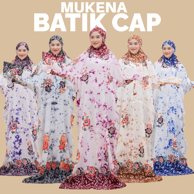 Mukena Batik Cap Model Terusan Dewasa – Rayon Tebal Premium Jumbo, Adem & Nyaman