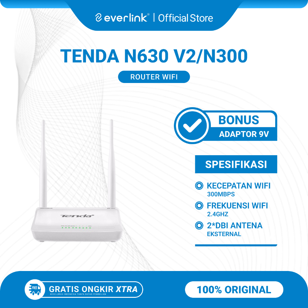Tenda N630 V2 / N300 HA210 Wireless Router WiFi 300Mbps Access Point Bekas Original Bonus Adaptor
