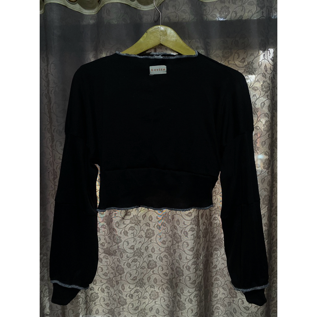 CROP TOP REMAJA-lengan-balon-ala-korea size S-M