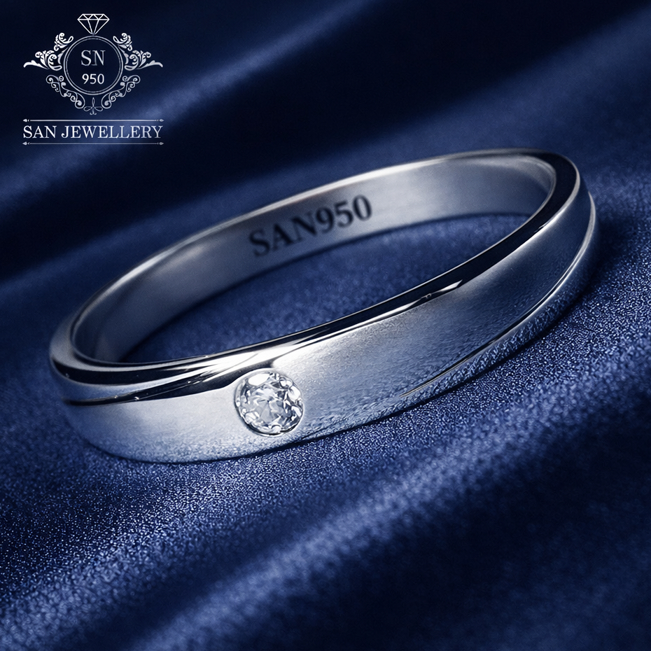 Cincin Nikah Kawin Tunangan [P90] – Ring Premium Platinum, Palladium & Perak 950 | SAN950