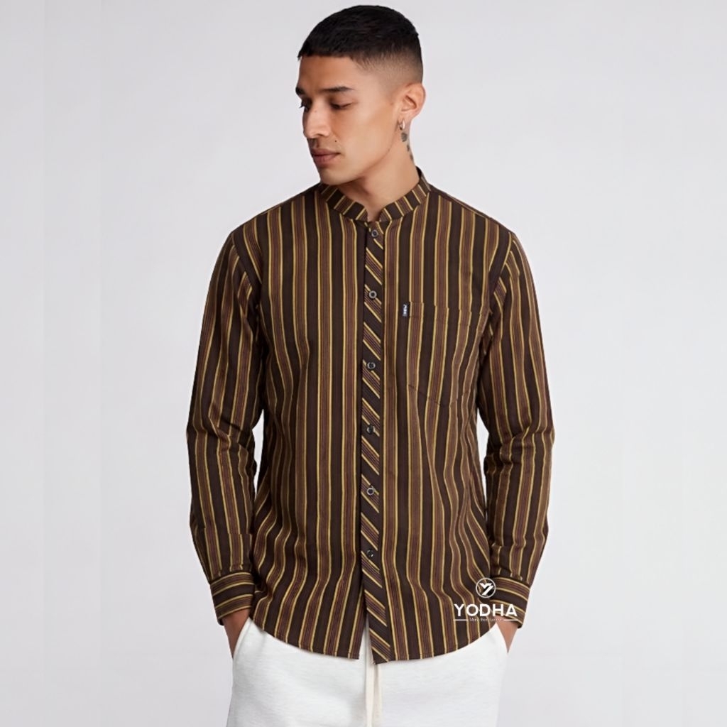 BAJU KOKO SURJAN LURIK JAWA KEMEJA KOKO CASUAL KERAH SHANGHAI KEMKO PRIA BASIC KATUN SERAGAM SANTRI