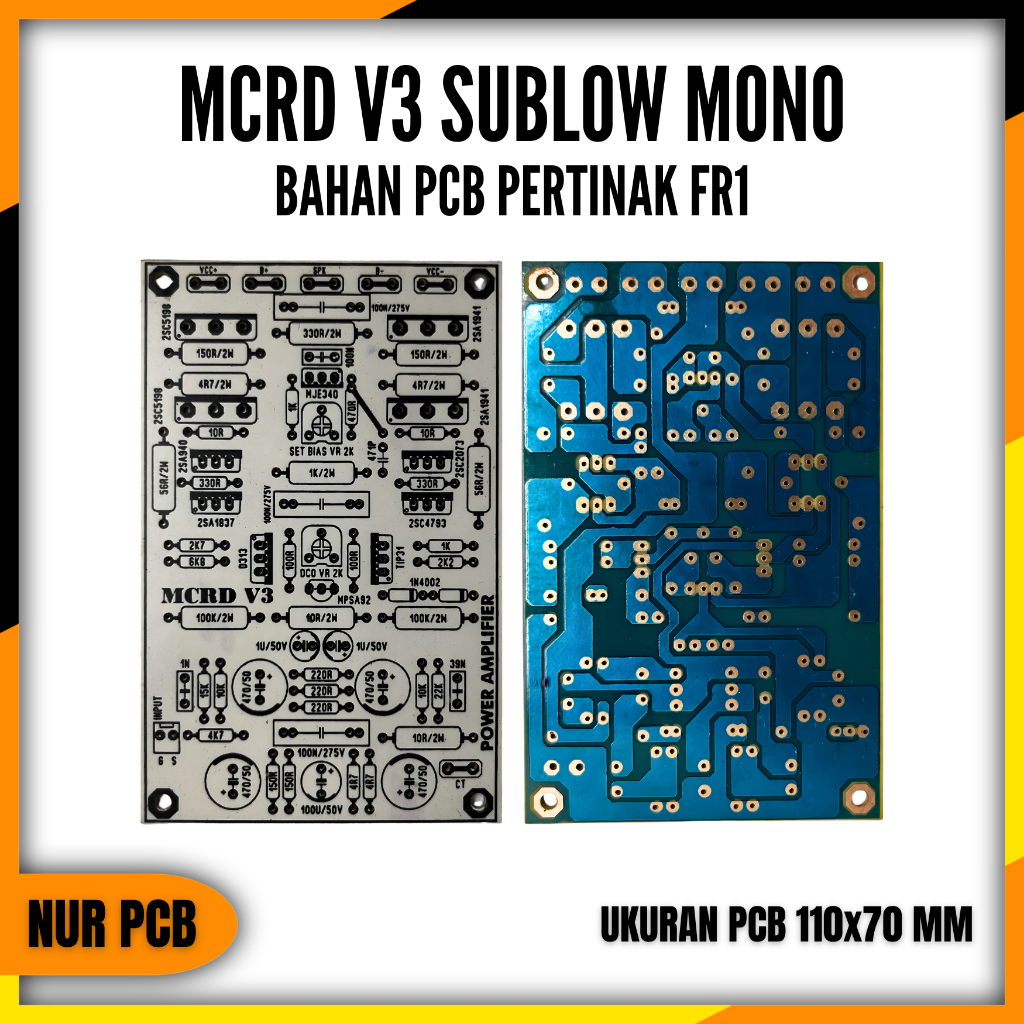 PCB Driver Power Amplifier MCRD V3 Sublow 45-90VAC 4-8 Ohm 11x7cm PA-007