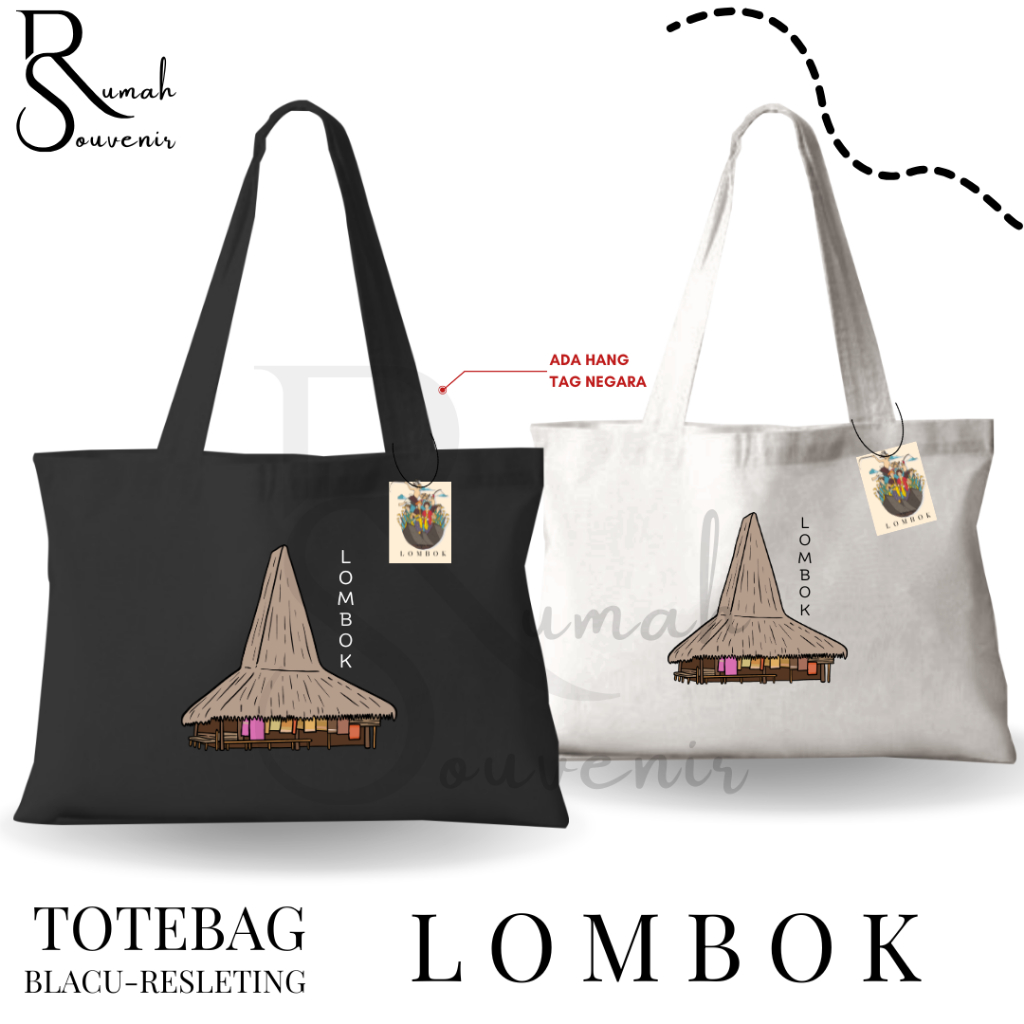 Totebag Blacu Souvenir Lombok NTB Nusa Tenggara Barat Tas Tote bag Oleh oleh Indonesia Model 2