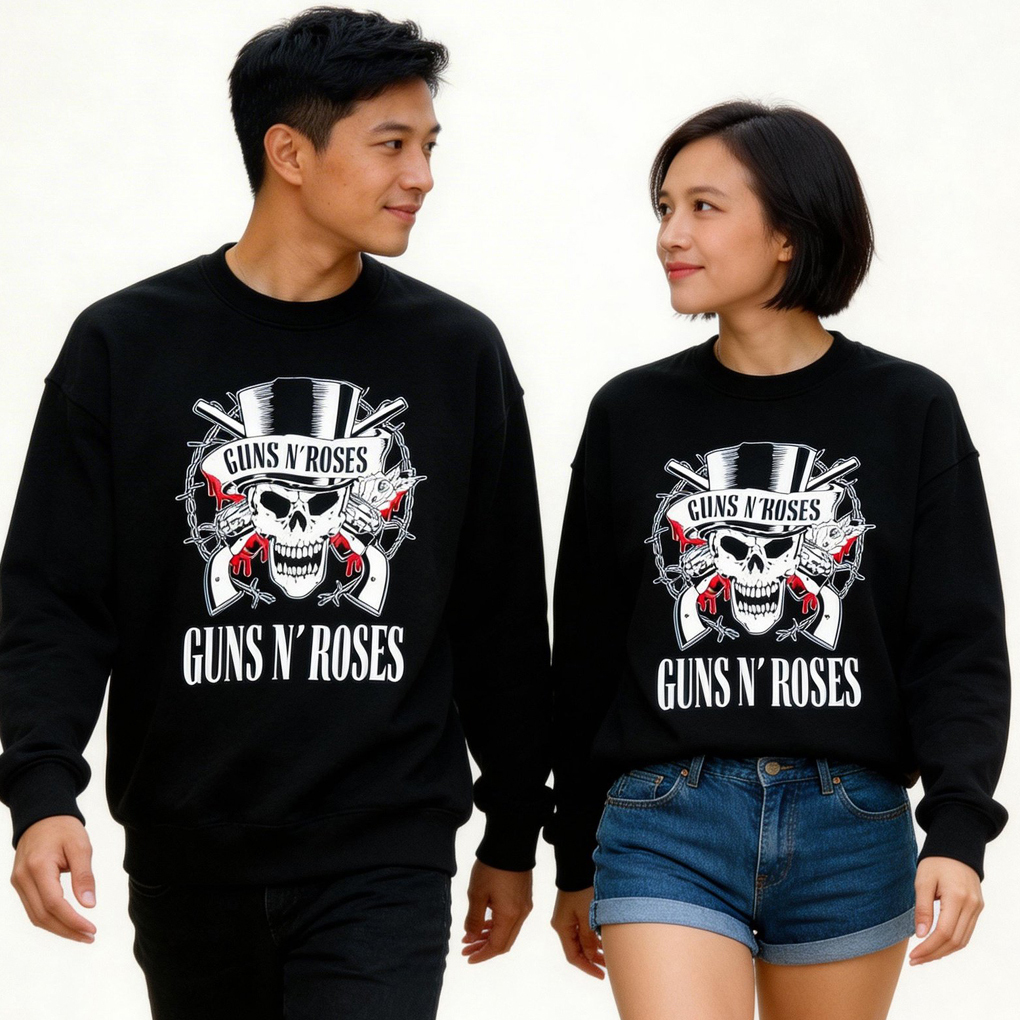 Crewneck GNR BAND Guns N Roses Sweater Casual Unisex Bahan Cotton Fleece