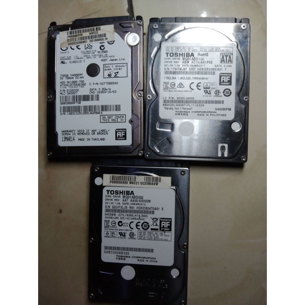 hdd 1tb,750gb dan 320gb