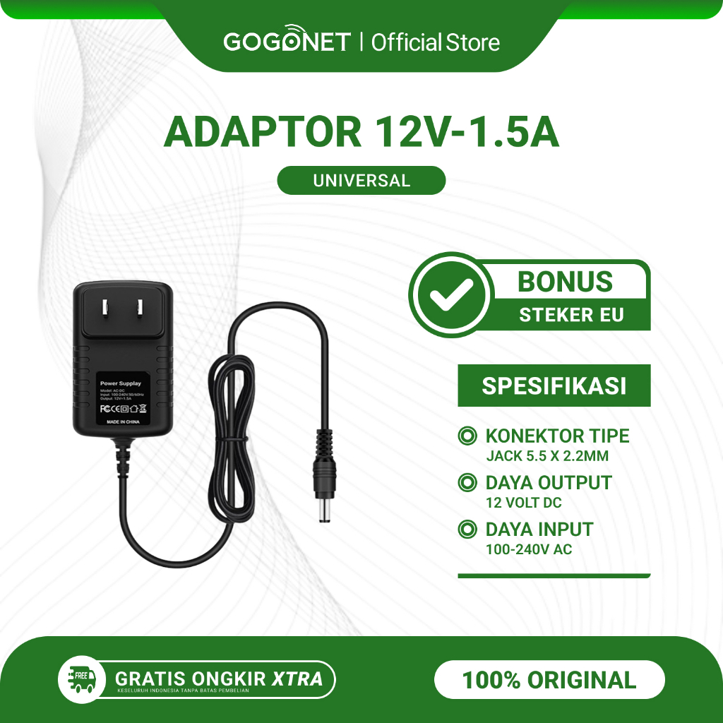 Adaptor 12V-1.5Amp Universal Bisa Untuk Modem Router DVR CCTV STB HTB Bekas Original