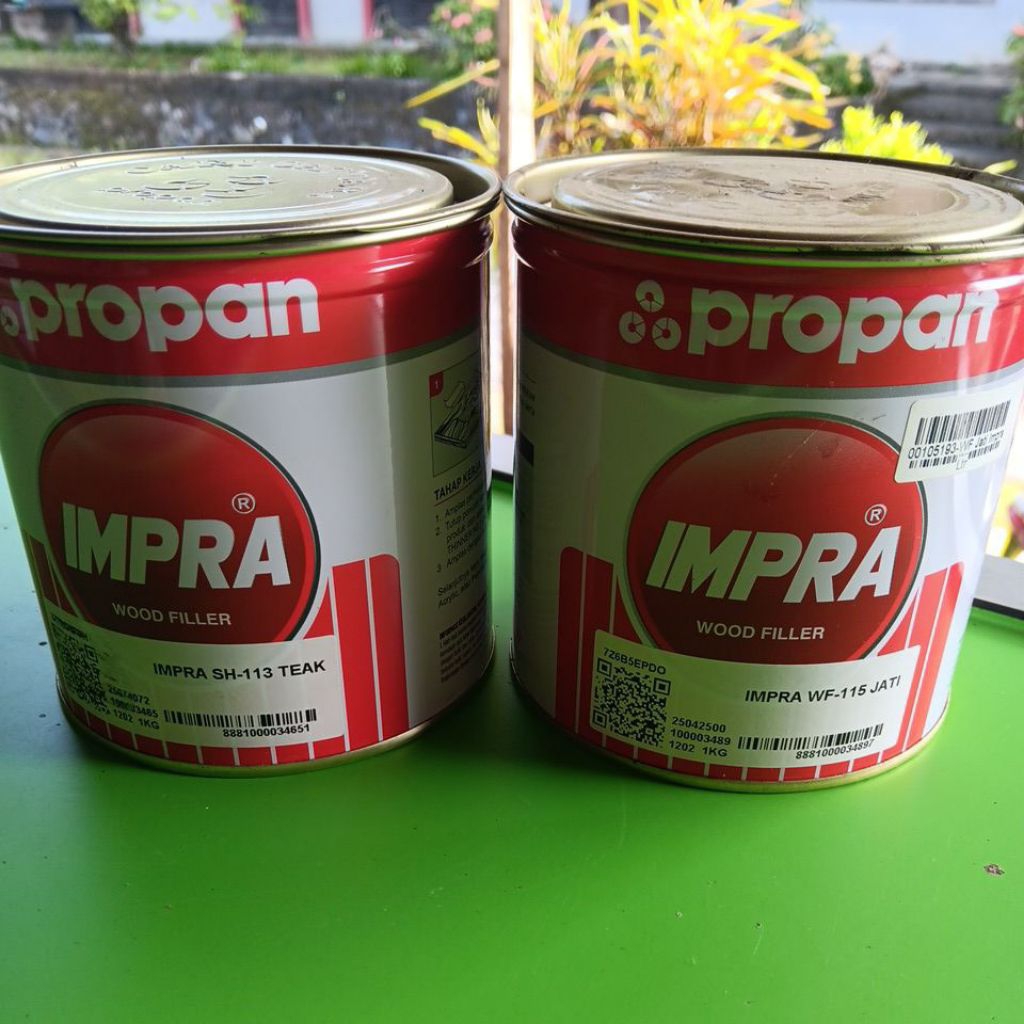 Wood filer impra by propan 1kg kemasan ekonomis penutup pori pori kayu sebelum pengecatan
