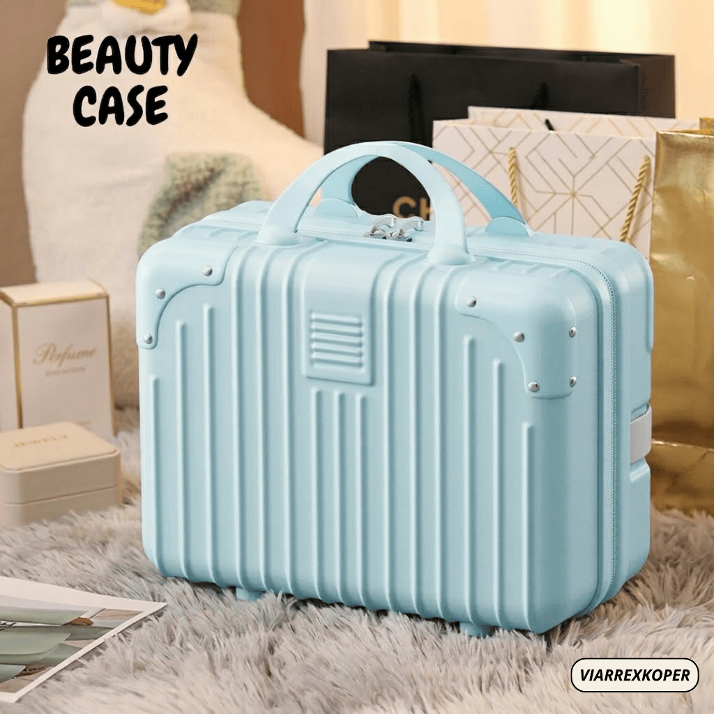 Beauty Case Koper Mini 14 Inch Hardcase Tas Kosmetik Wanita Makeup Case Ringan & Kuat Mini Koper Bah