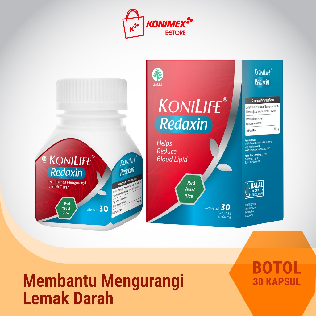 Konilife Redaxin Food Supplement Botol 30 Menurunkan Kolesterol, Halal