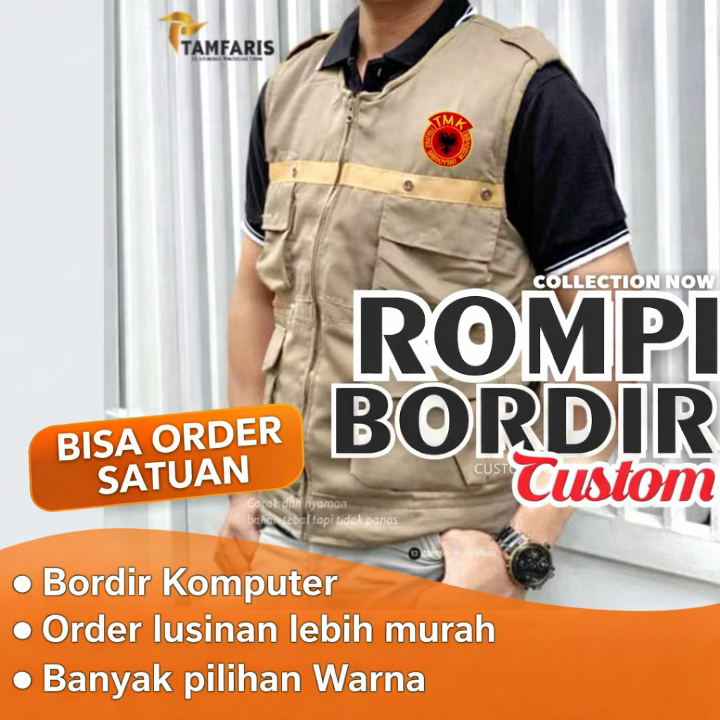 Rompi Bordir Custom - Seragam Kerja Satuan & Grosir